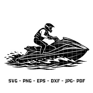 Jet Ski Rider SVG, Water Sport Silhouette, Summer Beach Graphic (Digital Download)