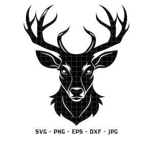 Deer Head SVG PNG EPS - Buck  Silhouette Clip Art Icon Digital Instant Download