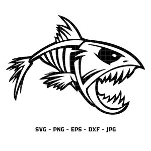 Skeleton Fish SVG PNG EPS - Digital Instant Download