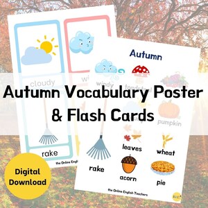 Autumn ESL Vocabulary Posters and Flashcards Bundle | ESL | ELL | English Language Learning | Educational Printable | Digital Download