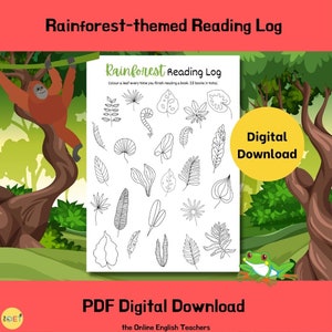 Rainforest Reading Log | Kids Reading Tracker | Reading Tracker Printable | Reading Challenge | Reading Printable Activity | Book Tracker