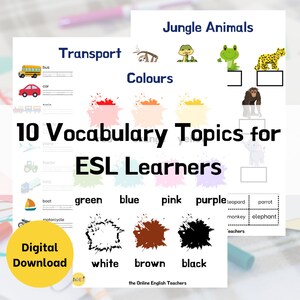 ESL Vocabulary Posters and Flashcards Bundle | ESL Vocabulary Posters | ESL Flashcards | English Language Learning Bundle |Digital Printable