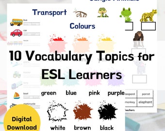 ESL Vocabulary Posters and Flashcards Bundle | ESL Vocabulary Posters | ESL Flashcards | English Language Learning Bundle |Digital Printable