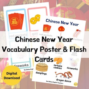 Chinese New Year ESL Vocabulary Posters and Flashcards Bundle | ESL | English Language Learning | Educational Printable | Digital Download