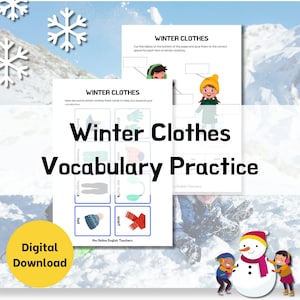 Winter Clothing Vocabulary Activity | ESL Vocabulary | ESL for kids | ESL Worksheets | Kids Worksheets | Kids printables |