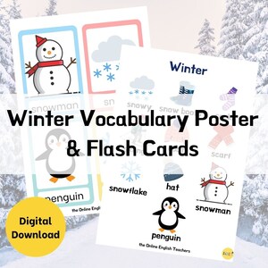 Winter ESL Vocabulary Posters and Flashcards Bundle | ESL | ELL | English Language Learning | Educational Printable | Digital Download