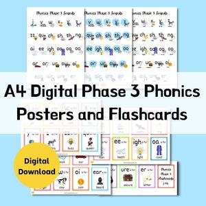 Phonetik Phase 3 Karteikarten und Poster | Phonics Poster | Phonics Klangmatte | Phonetik Arbeitsblätter | Lerndruck | Phonetik zum Ausdrucken