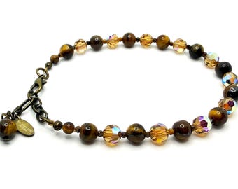 Jasper & Crystal Beaded Bracelet