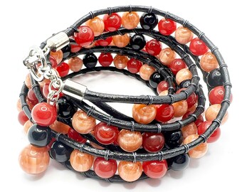 Boho Wrap bracelet with Earth Colored Beads