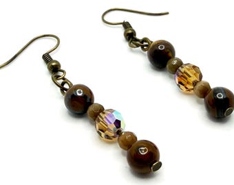 Jasper & Crystal Drop Earrings