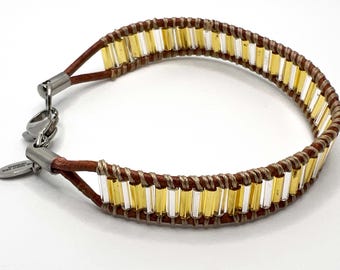 Golden Horizon Boho Leather Bracelet