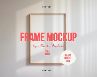 Oak Wood Frame Mockup: Minimalist Poster Print (PSD)