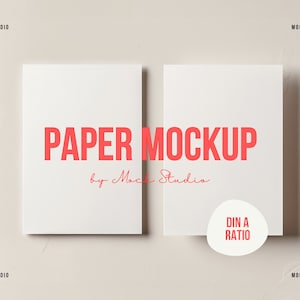 Hochzeitseinladungsmodell mit 2 Seiten | Strukturiertes Papier | DIN A Double Print Flatlay Mockup | PSD-Smart-Objekt | Minimales Mockup | Digitale Vorlage