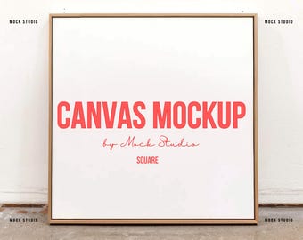 Square Framed Canvas Mockup: PSD Digital Template