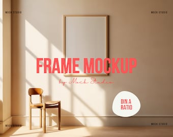 DIN A Wooden frame mockup Poster Frame mock-up scene reflections Minimal Shadow frame mockup Digital template PSD smart frame mock up