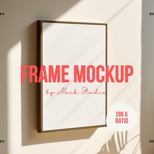 A4 A3 Framed Canvas Mockup | Walnut Floating Frame Mock up | Minimal Lifestyle Wall Mockup A2 | Digital Template PSD Smart Frame