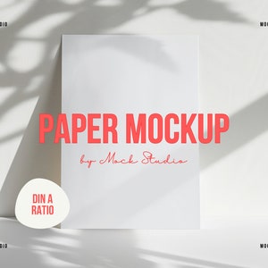 Maqueta de papel DIN A / Maqueta de papel plano de impresión y póster / Maqueta de estilo de vida minimalista / Plantilla digital PSD maqueta de marco inteligente