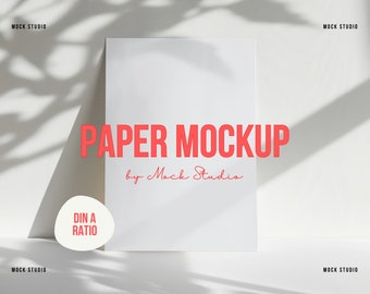 DIN A Paper mockup | Print & Poster Flat Lay Paper mock-up | Minimal lifestyle mockup | Digital template PSD smart frame mock up