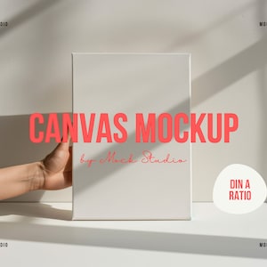 A4 Din A Canvas Mockup | Hand Lifestyle Canvas Art Mock up | Minimal Realistic Wall Mockup | Digital Template PSD Smart Frame Japandi