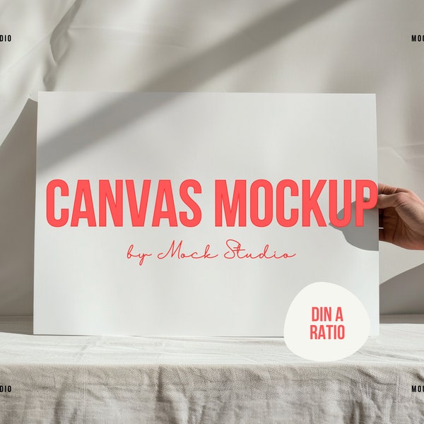 DIN A Landscape Canvas mockup | Horizontal Hand mock-up | Minimal lifestyle mockup | Digital template PSD smart frame mock up