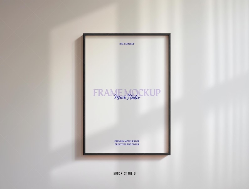 A1 A2 A3 A4 | DIN A Black thin frame mockup | Poster Frame mockup | Print mock-up | Minimalist PSD Wooden frame Photoshop smart object frame image 1