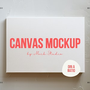 DIN A Horizontal Canvas Mockup | A3 Textured Wall Landscape Art Mock up | Minimal Lifestyle Wall Mockup Digital Template PSD Smart Frame