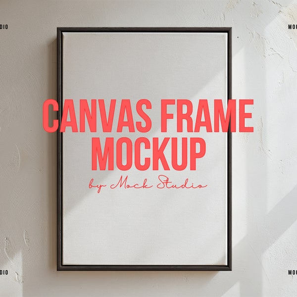A4 A3 Framed Canvas Mockup | Black Floating Frame Mock up | Minimal Lifestyle Wall Mockup A2 | Digital Template PSD Smart Frame