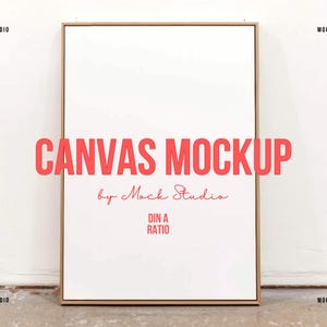 DIN A Framed Canvas Mockup | Floating Frame Canvas Art Mock up | Minimal Lifestyle Wall Mockup | Digital Template PSD Smart Frame Japandi