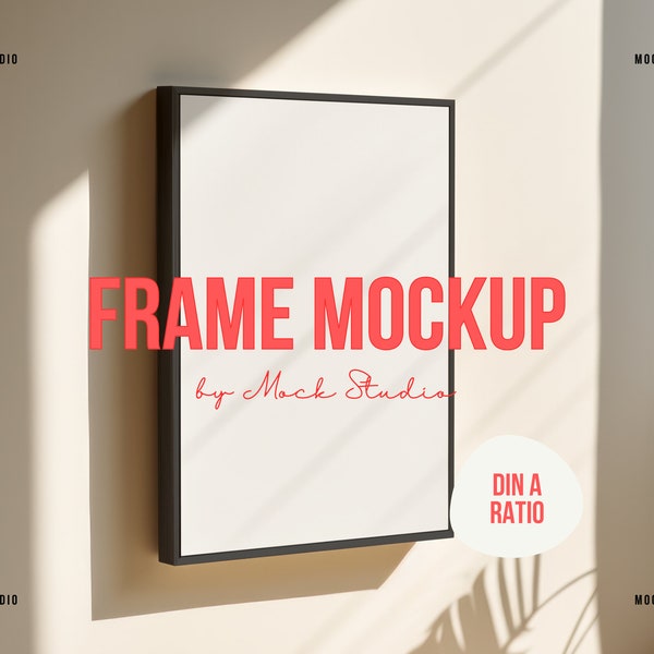 A4 A3 Framed Canvas Mockup | Black Floating Frame Mock up | Minimal Lifestyle Wall Mockup A2 | Digital Template PSD Smart Frame