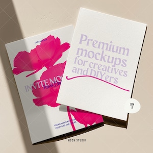 Mockup de convite texturizado: DIN A Double Print, PSD Smart Object (modelo digital)