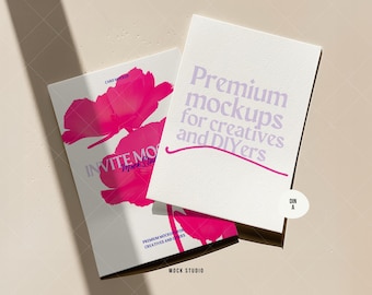 Textured Invitation Mockup: DIN A Double Print, PSD Smart Object (Digital Template)