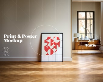 Dünne Holzrahmen Mockup Poster Rahmen Mockup Druckrahmen Mock-Up Minimalist Digitale Vorlage PSD Holzrahmen Photoshop Smart Objekt Rahmen