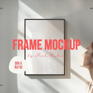 Thin Black Frame Mockup: A2 A3 Wall Art Display (Digital Download)
