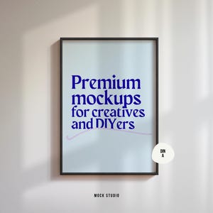 A1 A2 A3 A4 | DIN A Black thin frame mockup | Poster Frame mockup | Print mock-up | Minimalist PSD Wooden frame Photoshop smart object frame image 3