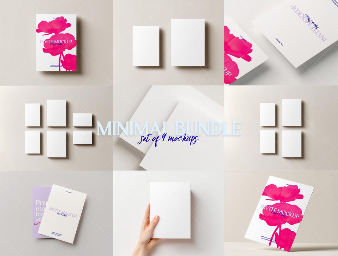 Invitation Mockup Bundle Suite | Textured Paper Invites | 5x7 4X6 Inch ...