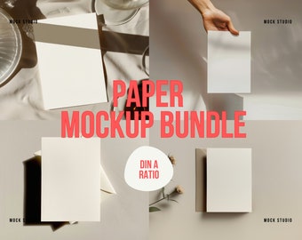 Textured Paper Mockup Bundle: A5 A6 Invite, PSD Template (Digital Download)