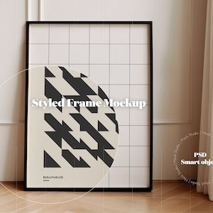 Print mockup poster mock-up minimal mock up frame black thin frame French interior design template PSD download smart object mockup