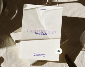 Wedding Invitation Mockup: 5x7 Paper Card, PSD Template (Digital Download)