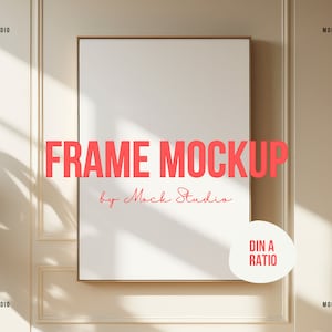 A3 A2 Framed Canvas Mockup | Floating Frame Canvas Art Mock up | Minimal Panelled Wall Mockup A4 | Digital Template PSD Smart Frame Japandi