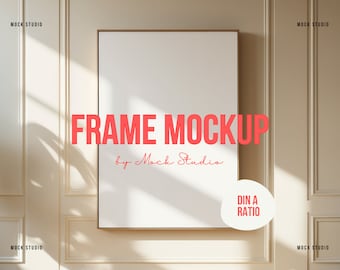 A3 A2 Framed Canvas Mockup | Floating Frame Canvas Art Mock up | Minimal Panelled Wall Mockup A4 | Digital Template PSD Smart Frame Japandi