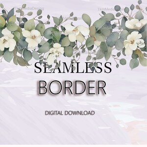 Seamless border with eucalyptus, eucalyptus, wedding invitations, wedding frame, sublimation, PNG clipart, digital download, Digital download.