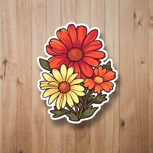 Etiqueta engomada linda de la flor silvestre de la historieta, regalo del amante de la flor, etiqueta engomada de la flor, etiqueta engomada de la historieta, etiquetas del diario, etiqueta de la botella de agua, etiquetas engomadas del planificador
