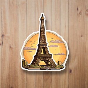 Eiffel Tower cartoon Sticker, Paris Lover Gift, Paris Sticker, Cartoon Sticker, Journal Decals, Water Bottle Decal, Cottage Planner Stickers