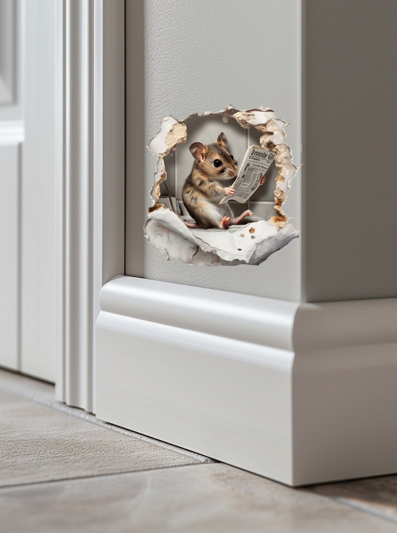 5Pcs Souris Drôle Trou Decal Sticker Art Mousehole Stickers Muraux Souris Wall Sticker Lovely