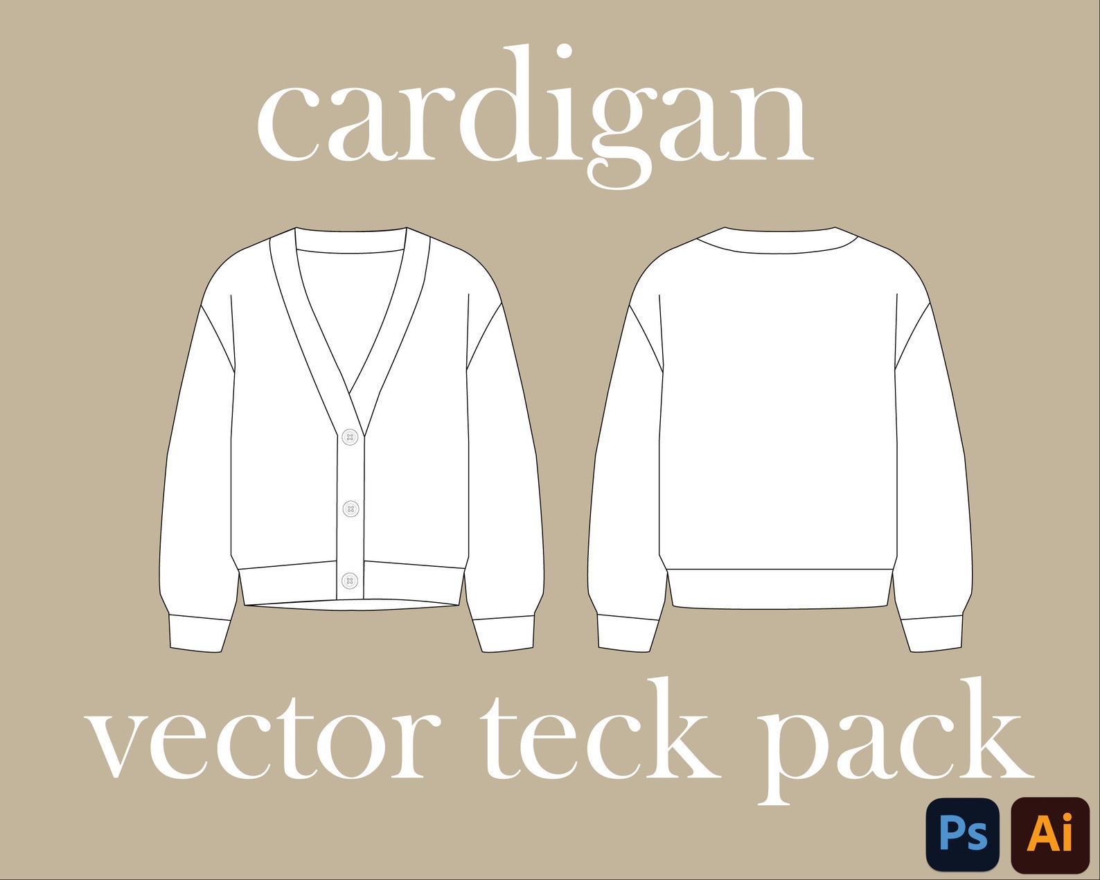 Cardigan Drawing Streetwear Vector Sweater Drawing Streetwear Tech Pack