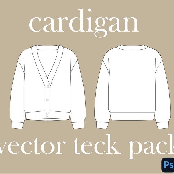 Cardigan Tech Pack Cardigan Vector Sweater Tech Pack Streetwear Tech Pack Template Fashion sweater Clothing Mock Up for clothing brand