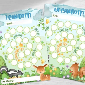 Cuadros de recompensas de animales del bosque / Tamaño A4 y carta