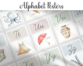 Cursive Alphabet Posters | Calm Colors