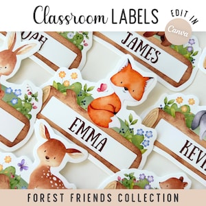 Forest Friends Classroom Labels | Editable Woodland Animal Name Tags image 1