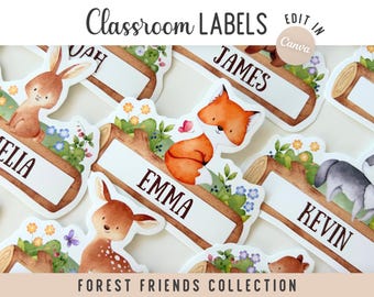 Forest Friends Classroom Labels | Editable Woodland Animal Name Tags